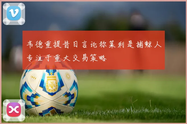 韦德重提昔日言论称莱利是捕鲸人专注于重大交易策略